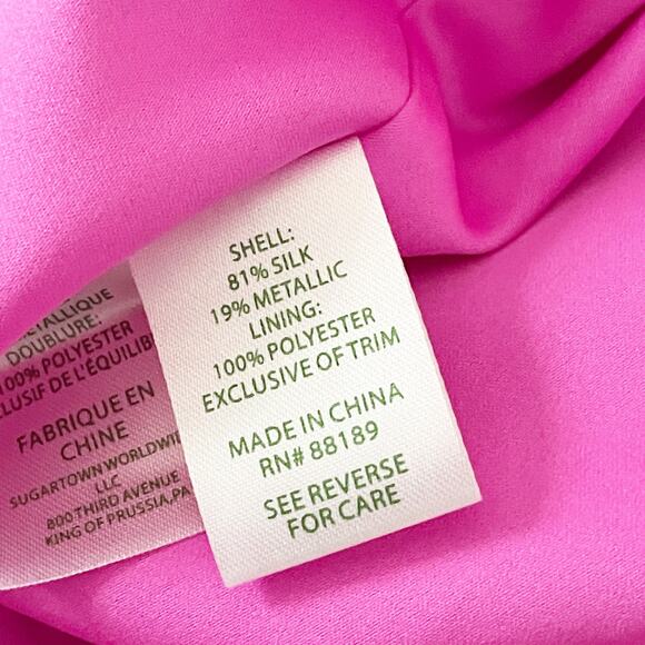 LILLY PULITZER Colby Silk Long Sleeve Tunic Dress Pink Gold 2 - Picture 9 of 10